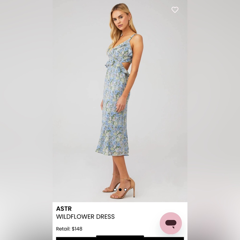ASTR Wildflower Ruffle Cutout Midi Dress